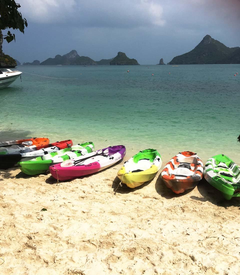 by boat in Ang Thong