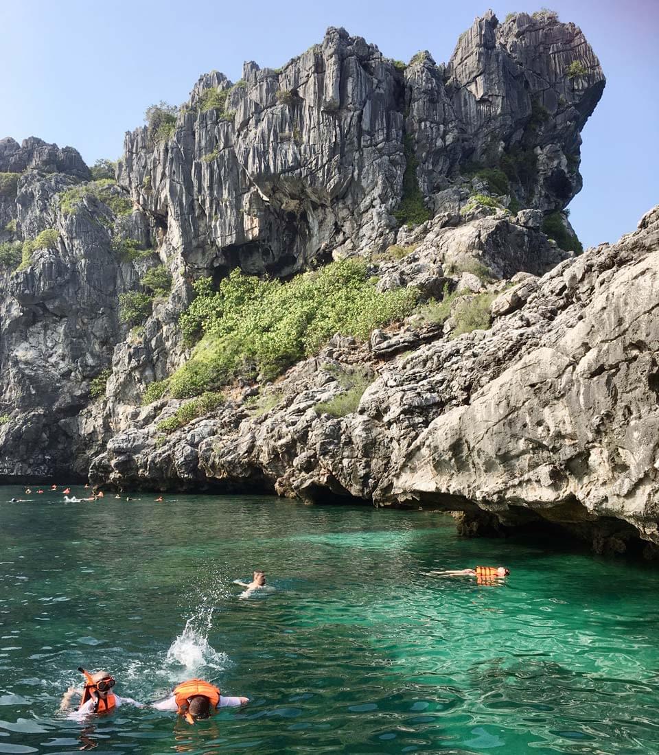 snorkeling from a boat in Ang Thong